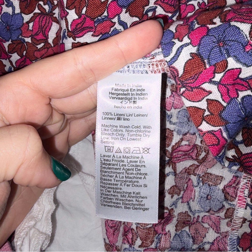 J. Crew Afternoon Puff Sleeve Short Sleeve Linen Dress in Berry Floral Medium - Picture 7 of 9